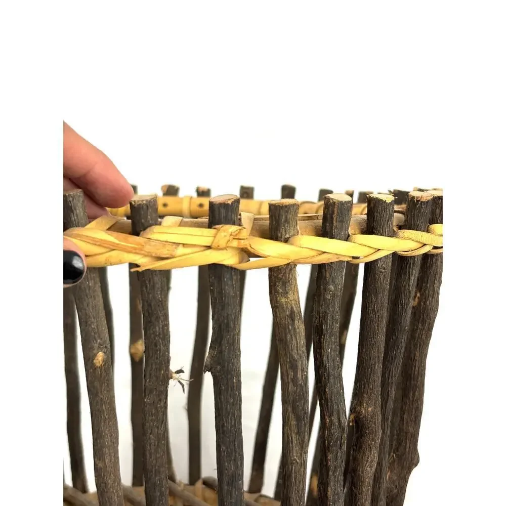 VTG Primitive Pine Tree Branch Gathering Basket Rustic‎ Wooden Bowl 11.5